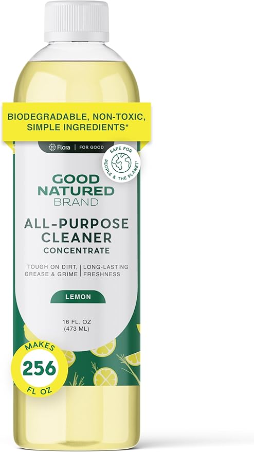 Good Natured Brand All-Purpose Cleaner Concentrate | Multi-Surface Cleaner | Natural Lemon Essential Oil | Multipurpose Cleaner Concentrate All Surfaces | Lemon Love | 16oz makes 256oz-PawvioPets