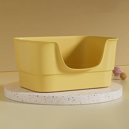 Extra Large Cat Litter Box with High Sides,23.23"×16.34"×8.46",Jumbo Kitty Litter Box with Low Entry,XL Cat Boxes for Indoor Cats,Easy to Clean,Anti-Splashing (Yellow)-PawvioPets