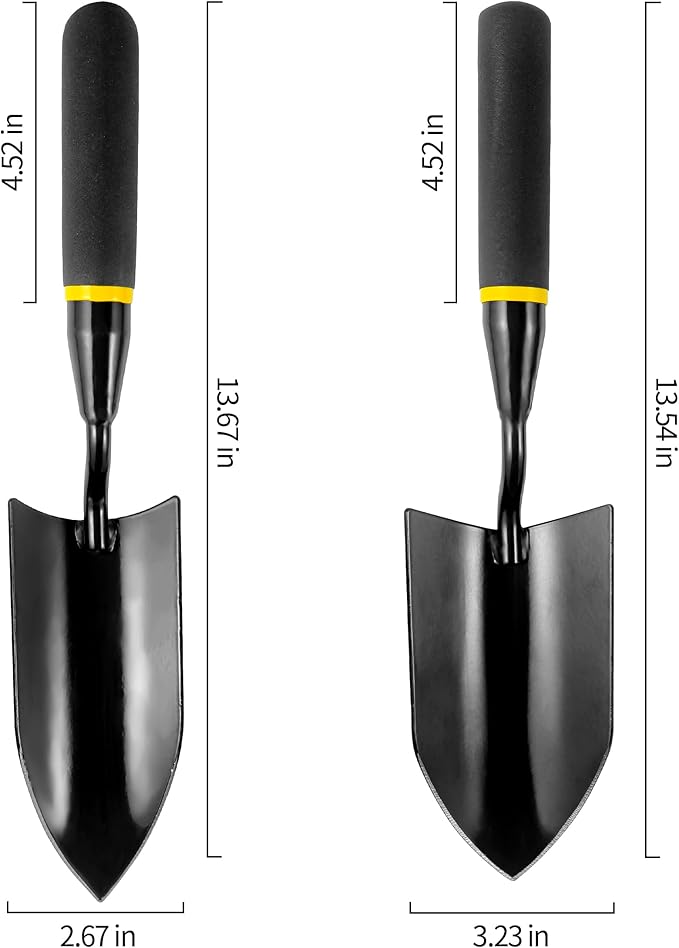 2-in-1 Trowel and Transplanter Gardening Tool Set, Outdoor Hand Tools, with Non-Slip Handle and Protective Blade Covers, Ideal Gardening Gifts for All (Black)-PawvioPets