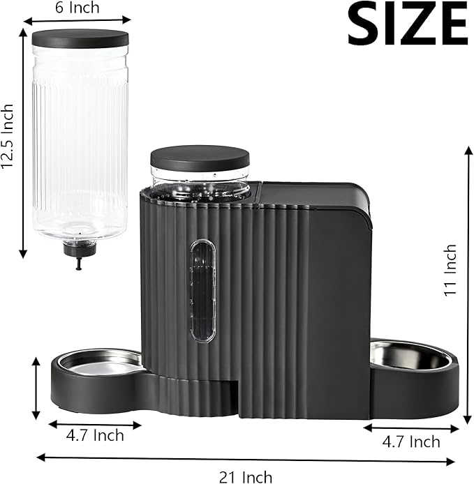 Automatic Cat Food Feeder and Water Dispenser,2 in 1 Gravity Cat Feeder and Water Dispenser with Stainless Steel Bowl,2 Pack Large Capacity Self Feeding for Small Medium Pets Puppy Kitten-PawvioPets