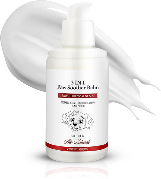 Dog Paw Pad Balm - 3-in-1 Lick Safe Soother & Moisturizer& Lotion for Dog Paws Nose, Elbow, Snout - Natural, Quick-Drying, Non-Sticky - All-Weather Cat Paw Balm Cream- 3.5 Oz/100Gram-PawvioPets
