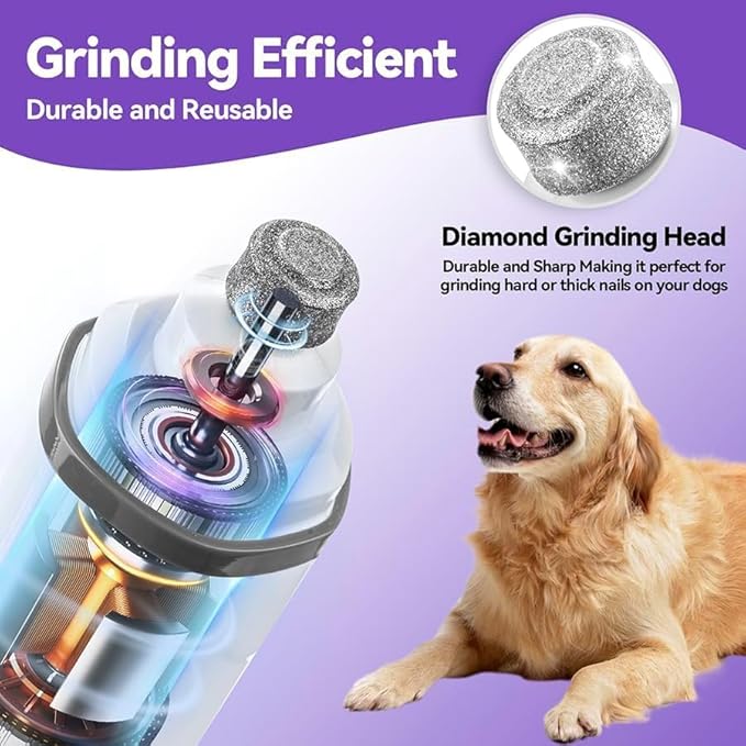 Dog Nail Grinder Quiet-2025 Release Ultra-Quiet Dog & Cat Nail Grinder with LED Light & Battery Display - Painless Nail Trimmer for Small to Large Pets, Thick Nails, and Sensitive Paws-PawvioPets