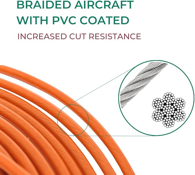 30FT Tie-Out Cables for Dogs - Strong, Safe, and Durable Dog Tie-Outs for Every Breed up to 125 Pounds - Weather and Wear Resistant Galvanized Aircraft Cable for Outside Use-PawvioPets