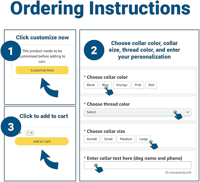 GoTags Personalized Dog Collar, Custom Embroidered with Pet Name and Phone Number in Blue, Black, Pink, Red and Orange, for Boy and Girl Dogs or Cats, Adjustable Sizes, Small, Medium, and Large-PawvioPets