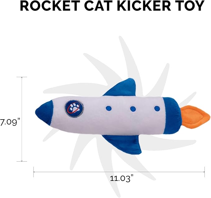 Furhaven Plush Cat Toy w/ Catnip for Indoor Cats, Washable & Durable w/ Refillable Catnip Pocket - Rocket Kicker Plush Toy - White/Blue, One Size-PawvioPets
