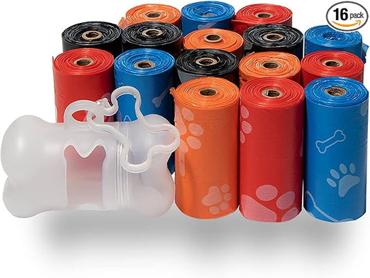 Best Pet Supplies Dog Poop Bags (240 Bags) for Waste Refuse Cleanup, Doggy Roll Replacements for Outdoor Puppy Walking and Travel, Leak Proof and Tear Resistant, Thick Plastic - Assorted Colors-PawvioPets