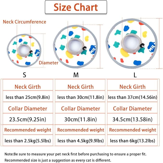 Cat Cone Collar 2pcs Adjustable Protective Collar for Pet Cat Recovery, Wound Healing (A-Milk, M+L)-PawvioPets