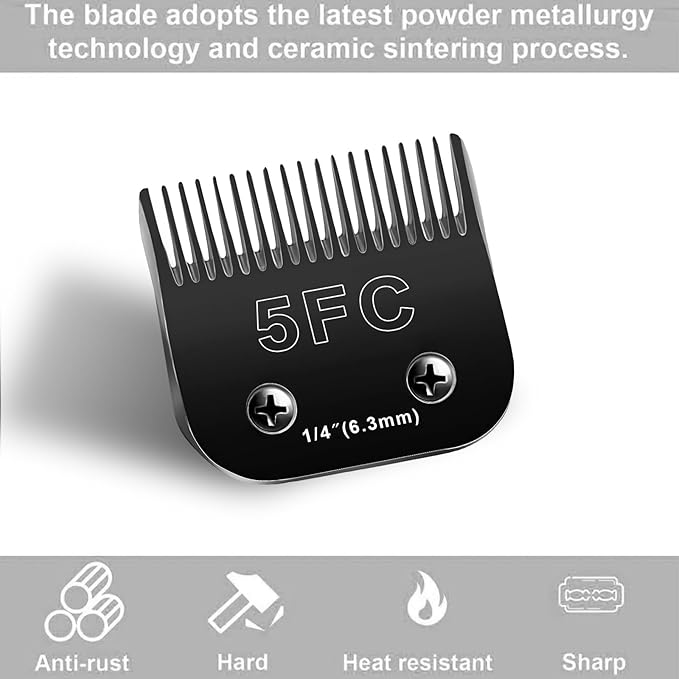 5F Blades Dog Grooming Blades Compatible with Andis/Oster A5/Wahl KM-10 Series Dog Clippers,Detachable Clipper Replacement Blade,Black(5FC/3PCS)-PawvioPets