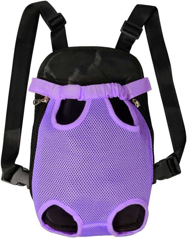 FEimaX Dog Carrier Backpack Pet Legs Out Front Cat Travel Bag, Adjustable Puppy Backpacks Carriers Hands-Free for Small Medium Dogs Cats Hiking Traveling Camping Daily Walking (Large, Purple)-PawvioPets
