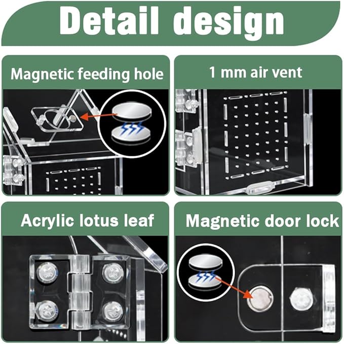 Acrylic Jumping Spider Enclosure - Versatile Reptile Enclosure with One-Click Magnetic Closure, Perfect for Tarantula, Gecko, Chameleon, Beetle, Mantis, and Hermit Crab-PawvioPets