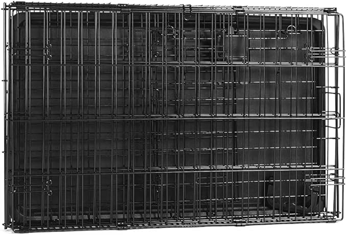 Amazon Basics Durable, Foldable Metal Wire Dog Crate with Tray, Single Door, 30 x 19 x 21 in, Black-PawvioPets