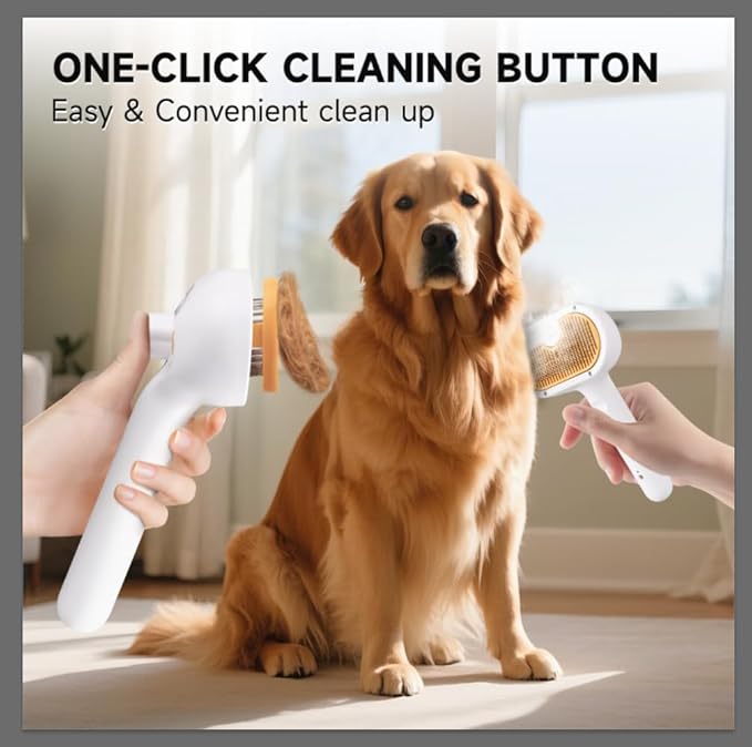 3-in-1 Pet Steam Brush Set for Dogs & Cats, Grooming Comb with Spray, Defur Tool, Water-Assisted Hair Removal, Gentle Cat & Dog Spritz Brush, Multi-Purpose Steam Grooming Kit-PawvioPets