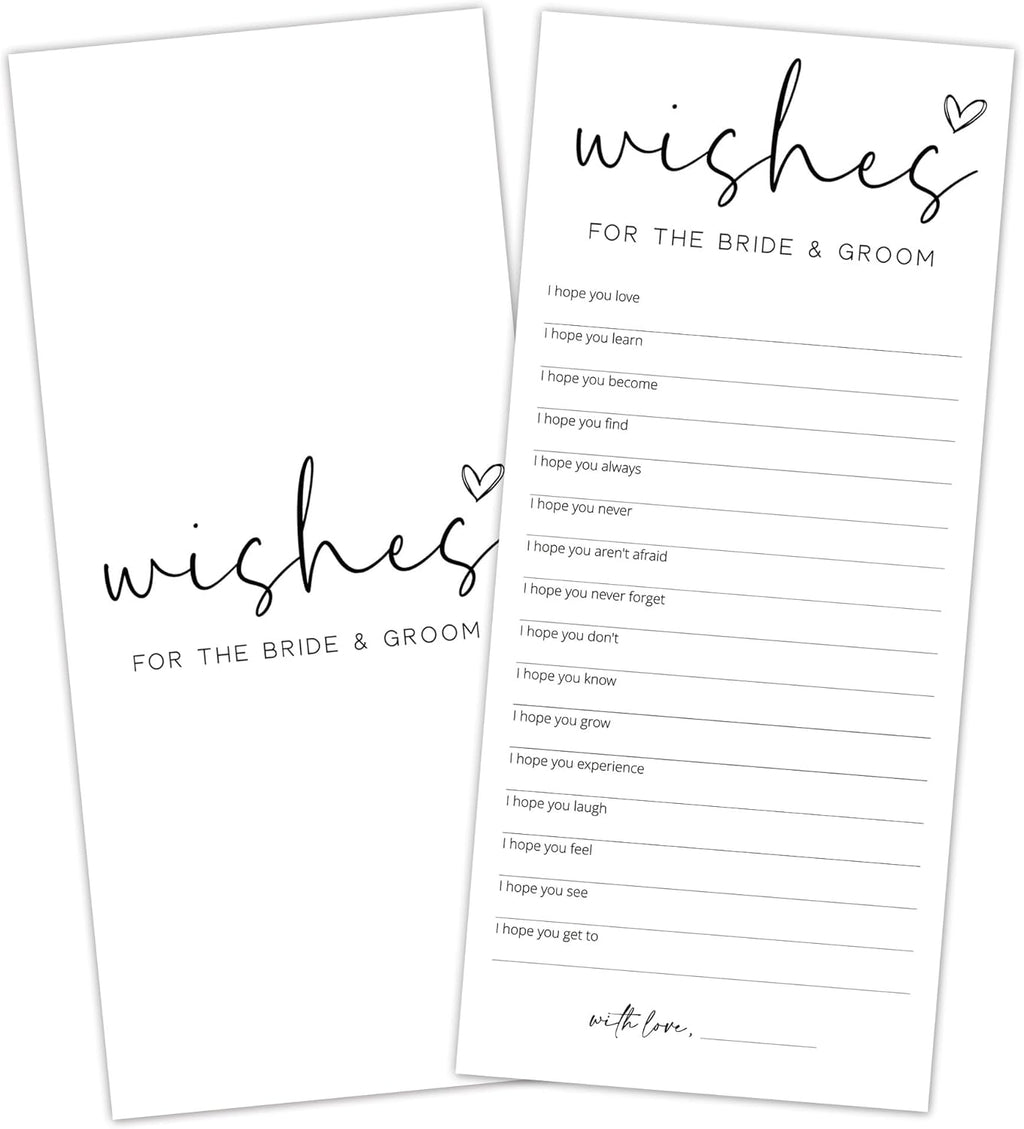 Bridal Shower Games, Wishes for The Newlyweds, 25Pcs 4x9inch Minimalist White Double-Sided Bridal Game Cards, Wedding Shower Games for Guests, Engagement Bachelorette Party Supplies - A23