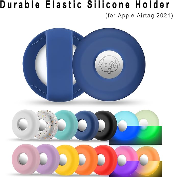 Airtag Holder for Dog Collar, Cibaabo Silicone Air Tag Case Cover Compatible with Apple Airtags for 0.8-1.2inch Cat Pet Collar Harness Loop-PawvioPets