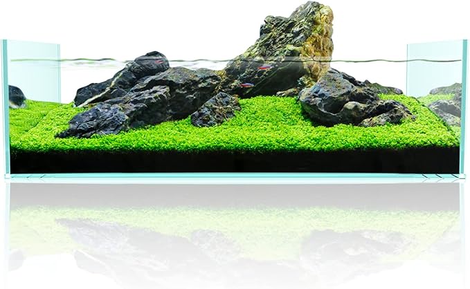 Fzone 9Gal Sharrow Rimless Low Iron Fish Tank Nova Clear Ultra-White 45° Mitered Edges Translucent Glass Anata Series Aquarium w/Black Foam Leveling Mat-PawvioPets
