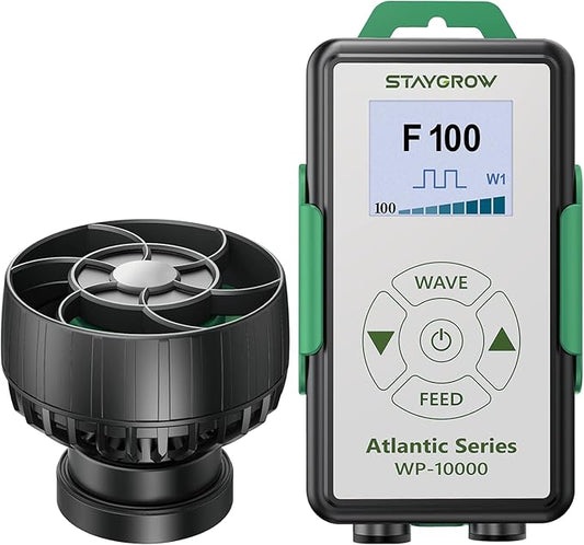 Atlantic Series WP-10000 Wave Maker for Aquarium, DC 24V 20W 2642 GPH (10000 L/H) Powerhead, Powerful yet Silent Sine Wave Controllable Wave Pump for Fresh/Saltwater/Marine/Reef Tank Black-PawvioPets