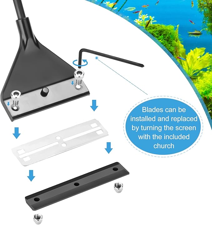 Algae Scraper for Glass Aquarium,Aquarium Razor Scraper with 10 Replaceable Blades,Aquarium Cleaning Tools.-PawvioPets