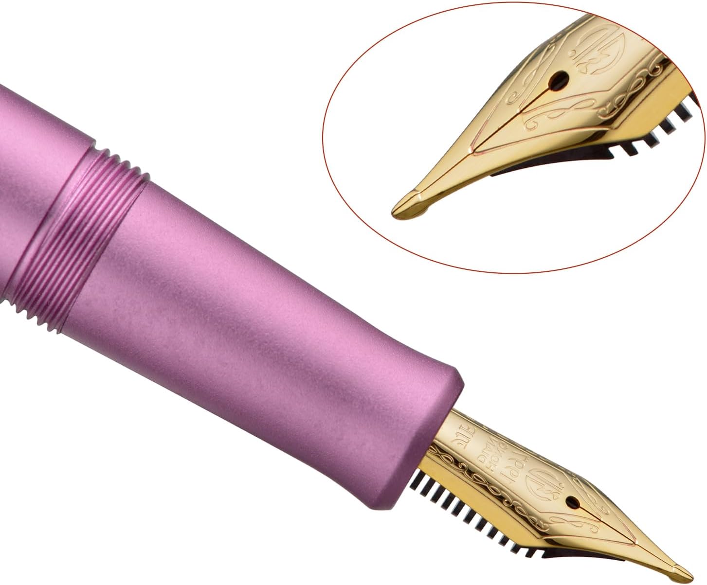 Hongdian M2 Black Forest Mini Fountain Pen, Long Blade Nib & Sleek Shape Aluminium Short Pocket Travel Pen (Lilac Purple)