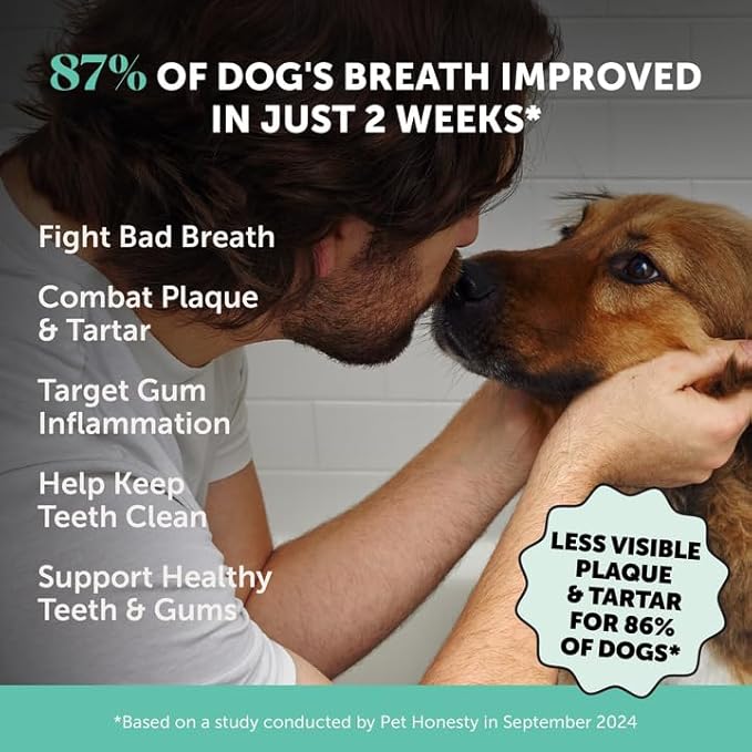 Dog Breath Freshener Dental Powder for Teeth Cleaning Plaque Off, Dental Care for Dogs, Tartar Remover for Teeth with Natural Herbal Blend + Postbiotics (Mint - 30 Servings)-PawvioPets
