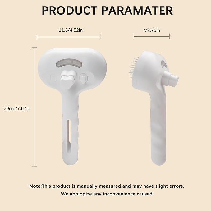 Cat Steam Brush for Shedding– 4-in-1 De-Shedding, Steam Spray, and Self-Cleaning Grooming Tool – Ideal for Long and Short-Haired Pets– Includes 2 Bottles of 120 mL Waterless Shampoo(White)-PawvioPets