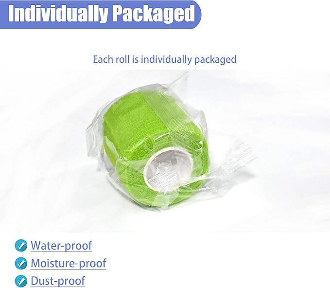 9 Pack 2" x 5 Yards Self Adhesive Bandage Wrap Self Stick Wrap for Ankle, Wrist, Finger, Sports, Breathable Cohesive Vet Tape for Pets (Grass Green)-PawvioPets