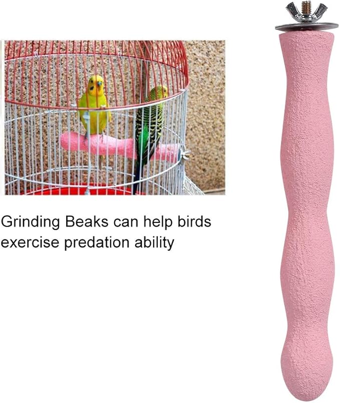Bird Perch, and Beak Frosted Grinding Bar Standing Stick Cage Toy for Parakeet African Grey Cockatoo Budgies Cockatiel(L)-PawvioPets