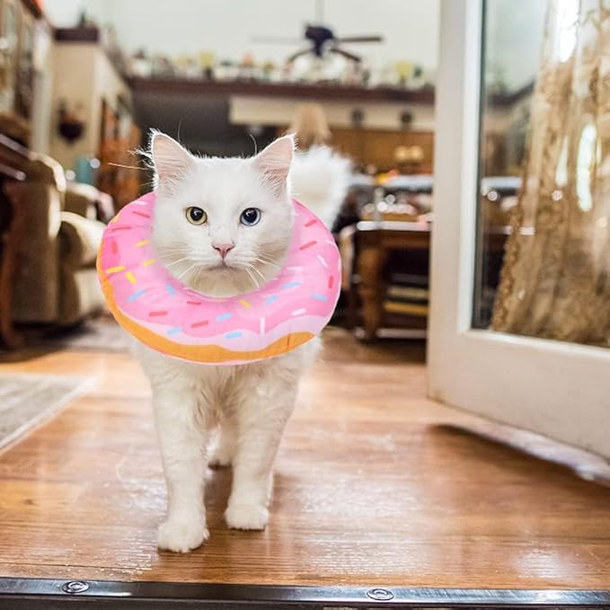 BINGPET Soft Donut Cat & Small Dog Recovery Collar, Adjustable Protective Pet Cone After Surgery-PawvioPets