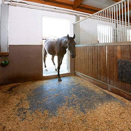 American Floor Mats Heavy Duty Horse Stall Tiles - Black, Solid, 10" x 12", 30 Tiles Total, 0.5" Thick-PawvioPets