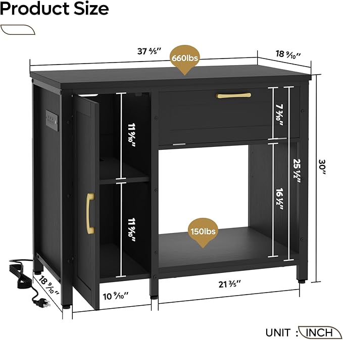 Bestier 40-50 Gallon Fish Tank Stand with Power Outlet&LED Light, 37x18 Heavy-Duty Metal Aquarium Stand with Cabinet&Drawer for Accessories Storage, Suit for Reptile/Turtle Terrarium,660Lbs Capacity-PawvioPets