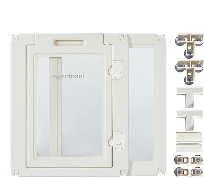 30.3“H 2PCS Extension Kit - Door+Panel, T-Buckles for Compartment, Expandable Clear Dog Play Pen Acrylic Dog Playpen Indoor,for Puppy Cat Bunny Small & Medium Dogs (White, 30.3" H, 2PCS)-PawvioPets