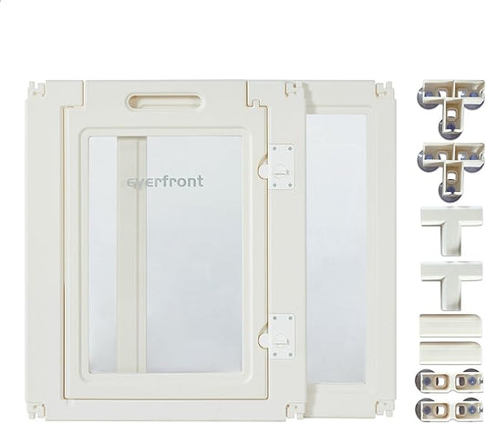 30.3“H 2PCS Extension Kit - Door+Panel, T-Buckles for Compartment, Expandable Clear Dog Play Pen Acrylic Dog Playpen Indoor,for Puppy Cat Bunny Small & Medium Dogs (White, 30.3" H, 2PCS)-PawvioPets