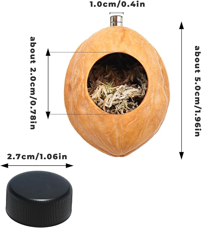 2 Pack Jumping Spider Enclosure Accessories with Walnut Shell Moss and Magnet, Natural Material Jumping Spider Hide-PawvioPets