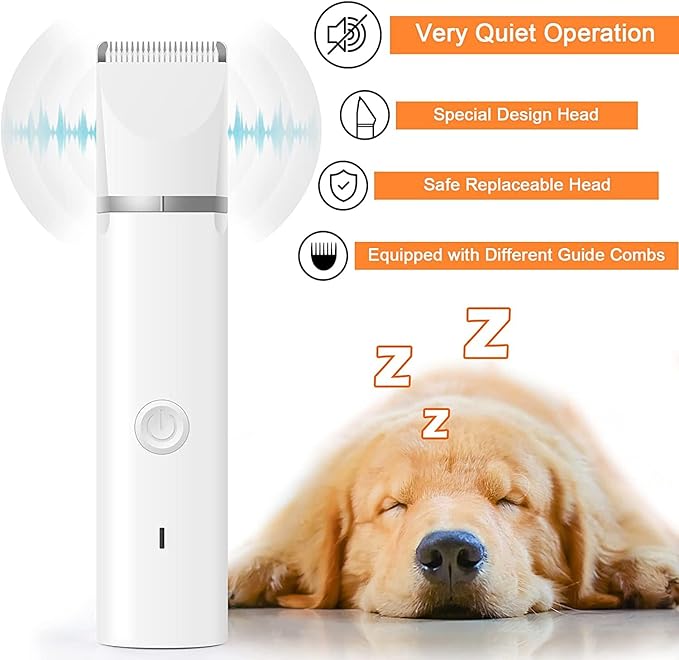 Dog Clippers Grooming Kit Hair Clipper-Low Noise Paw Trimmer- Rechargeable - Cordless Quiet Nail Grinder Shaver for Cats and Other Pets-PawvioPets