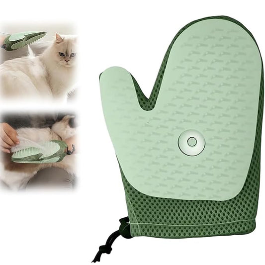 All-in-One Grooming Mist Glove for Pets with Spray - Upgrade Efficient Pet Hair Remover Gloves Grooming Spray Comb, Gentle Fast Deshedding & Massage for Dogs Cats (Green)-PawvioPets