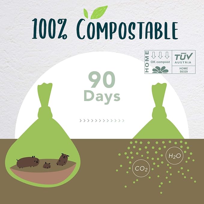 60 Count Compostable Dog Poop Bags, Extra Thick, Leak Proof, Unscented, Eco-Friendly, 9 x 13 Inches-PawvioPets