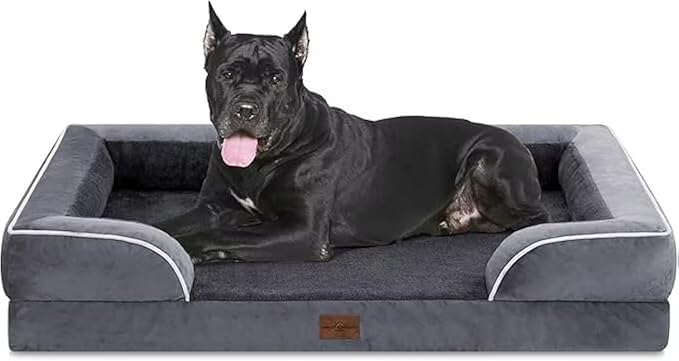 Comfort Expression Waterproof Orthopedic Foam Dog Beds, XXL Orthopedic Dog Beds for Extra Large Dogs, Washable Pet Sofa Bed with Removable Cover & Non-Slip Bottom(XX-Large,Dark Grey)-PawvioPets