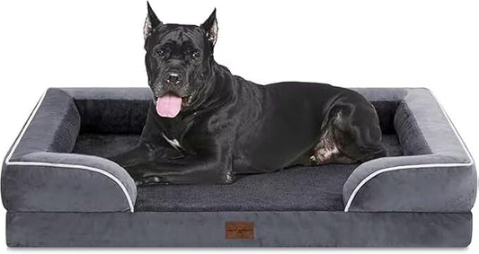 Comfort Expression Waterproof Orthopedic Foam Dog Beds, XXL Orthopedic Dog Beds for Extra Large Dogs, Washable Pet Sofa Bed with Removable Cover & Non-Slip Bottom(XX-Large,Dark Grey)-PawvioPets