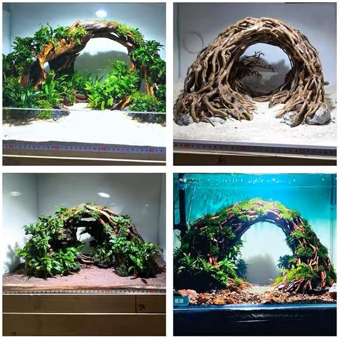 Aquarium Driftwood Centerpiece Aquarium Landscape, Handcrafted!!! Fish Tank hardscape Landscape (Small Silent Cave)-PawvioPets