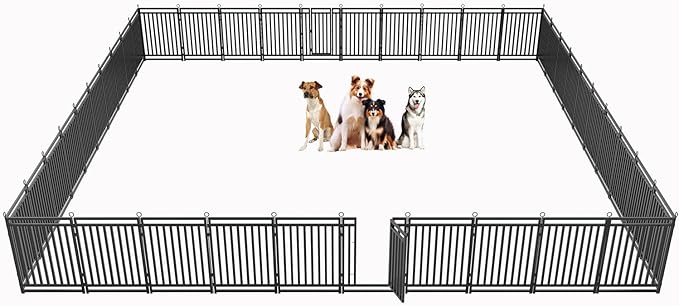 Dog Fence Outdoor Indoor, 40" Inch Height 40 Panels Dog Playpen for Large/Medium/Small Dogs Metal Dog Pen for Yard Camping and RV | Black-Silver-PawvioPets