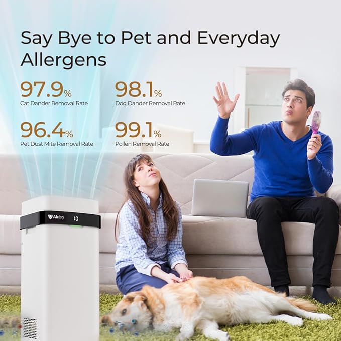 Airdog X5 Pet Air Purifier – TPA Technology Up to 20X More Effective than HEPA, Ideal for Rooms Up to 1614 sqft - Washable Filter and Whisper Quiet-PawvioPets