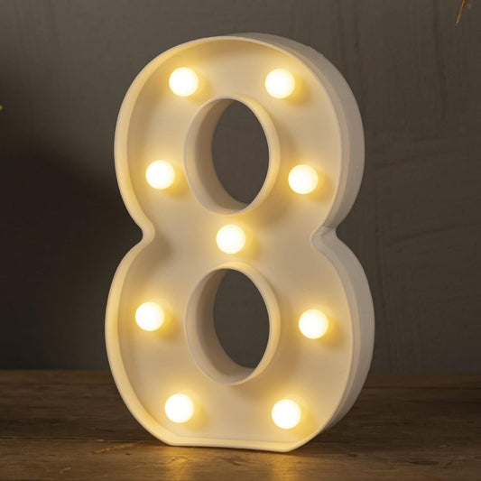 HXWEIYE Light Up Numbers-8, LED Marquee Number Lights Sign 26 Alphabet and 10 Number Big Lights Led Letters for Party Birthday Bar Battery Powered Christmas Decor Letter Lights (Warm White)