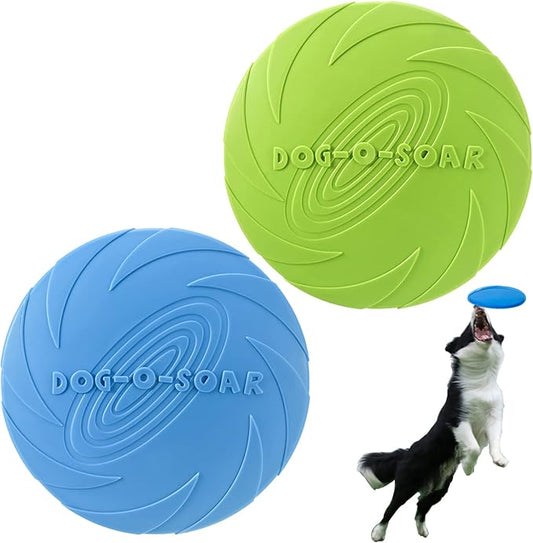Dog Flying Disc, 2 Pack Dog Flyer Toys, Soft Rubber Interactive Lightweight Flying Disc Dog Toy for Small Large Dogs - Floats in Water & Safe on Teeth, 7.2 inch.-PawvioPets