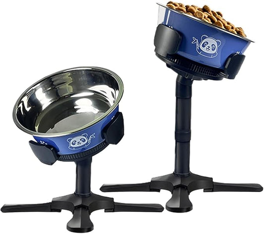Adjustable Elevated Dog Bowl Stand with Non-Slip Base - 3 Height & Tilt Settings, Fits 14-24.5cm Bowls, Raised Stainless Steel Dish for Large Breed, Medium & Small Dogs, Cats-PawvioPets