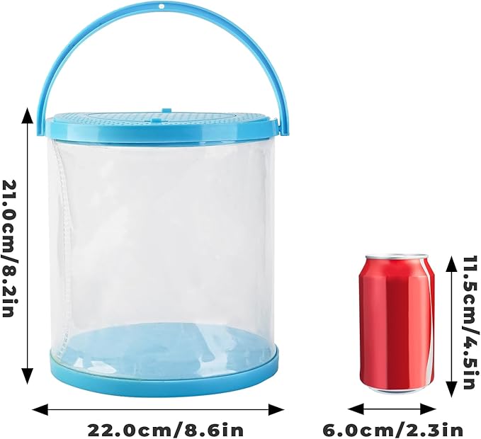 Foldable Small Aquarium, Portable Fish Tank, Fish Transport Container, Plasitc Fish Bowl, Beginner Tank, Great Concept for Catching and Release Critters, Beach, Pool and Lake-PawvioPets