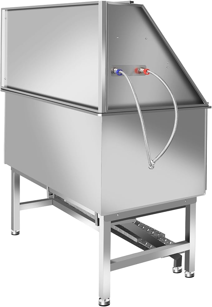 50" Dog Bathing Station for Large Dogs, Stainless Steel Dog Pet Washing Station, Professional Dog Grooming Tub, Pet Wash Bath Station (50" Left Door)-PawvioPets