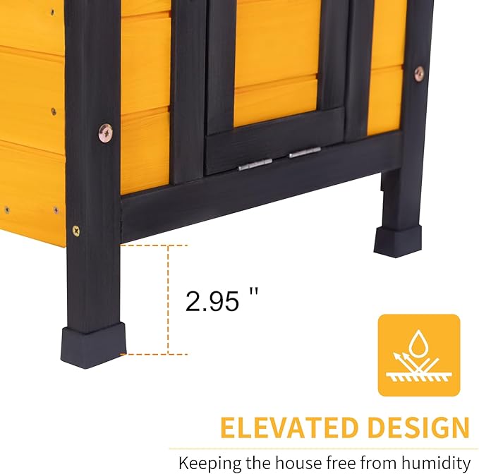 GEGURI Outdoor Cat House Weatherproof, Rabbit Hutch & Indoor Bunny Cage, Wooden Shelter for Feral Cats, Rabbits, Chickens & Small Animals-PawvioPets