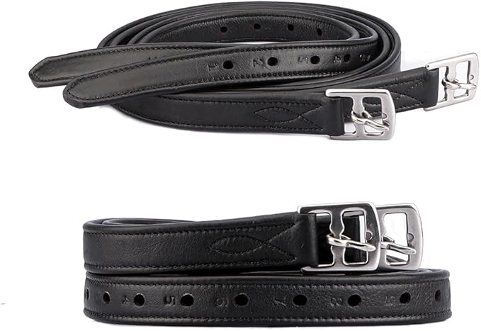 48" / 50" / 54" / 60" New 1" Super Soft English Stirrup Leathers Black/Havana (Havana, 48")-PawvioPets