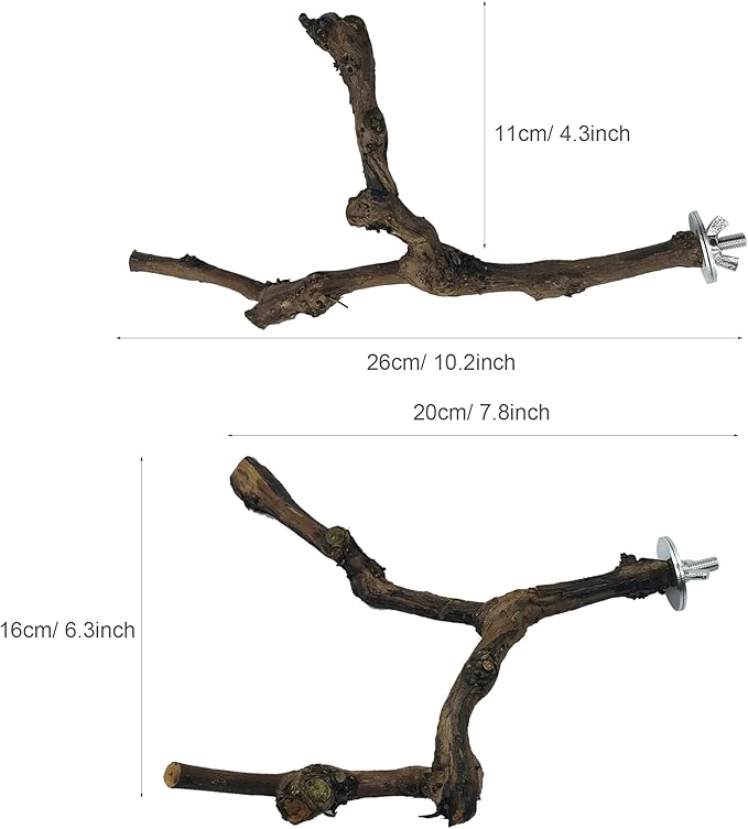 Allazone 4-Piece Bird Perch - Natural Grapevine Stick Swing Chewing Toys for Parrot Cages, Cockatiels, Parakeets, Finches-PawvioPets