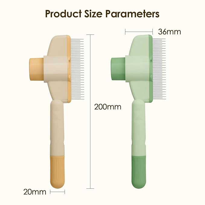 Flea Comb for Cat Hair Removal Comb, 2025 New Self-Cleaning Flea Brush for Cats and Dog, Comfort Cat Hair Removal Tool with Long & Short Stainless Steel Metal Grooming Brush(Yellow)-PawvioPets
