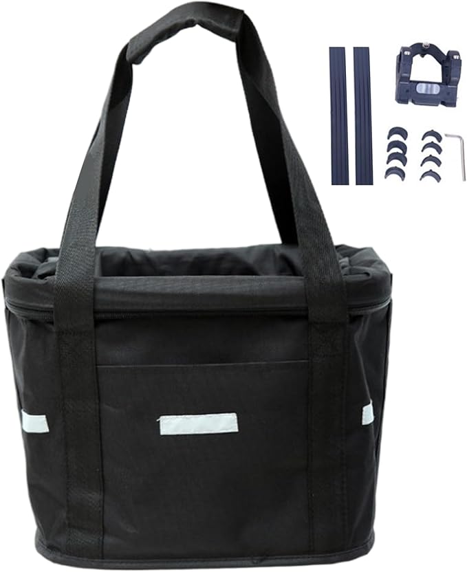 Bike Basket, 10kg Storng Bearing Foldable Bike Front Basket, Removable Dog Carrier for Handlebar, Machine Washable-PawvioPets